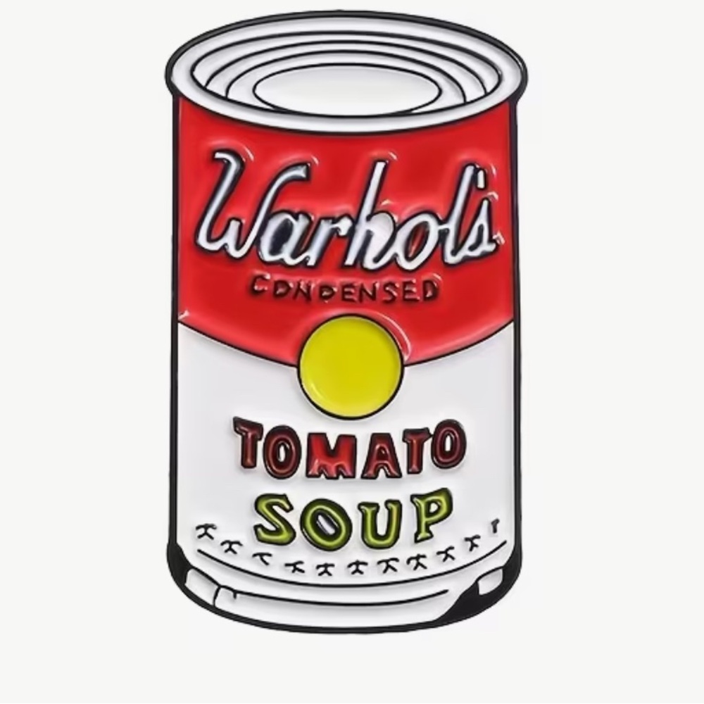 KITCHY & Unique Enamel pin-the icon-ANDY WARHOL-tomato soup -add on to bundle!